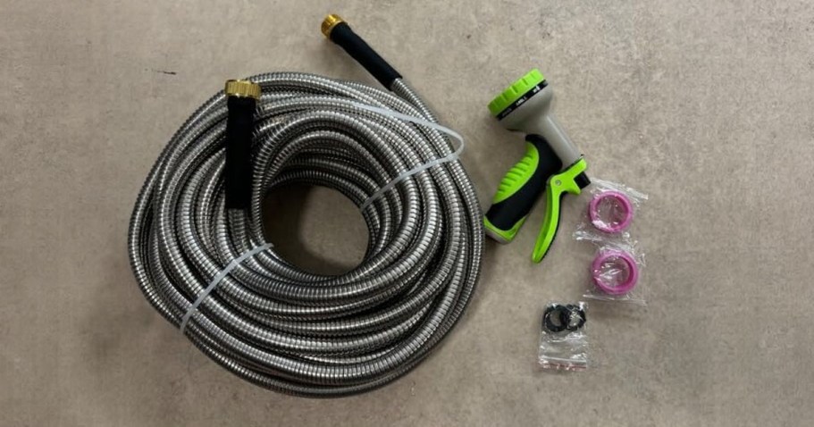 Stainless Steel 50&prime; Garden Hose w/ Nozzle Only $20.97 on Amazon (Reg. $36)
