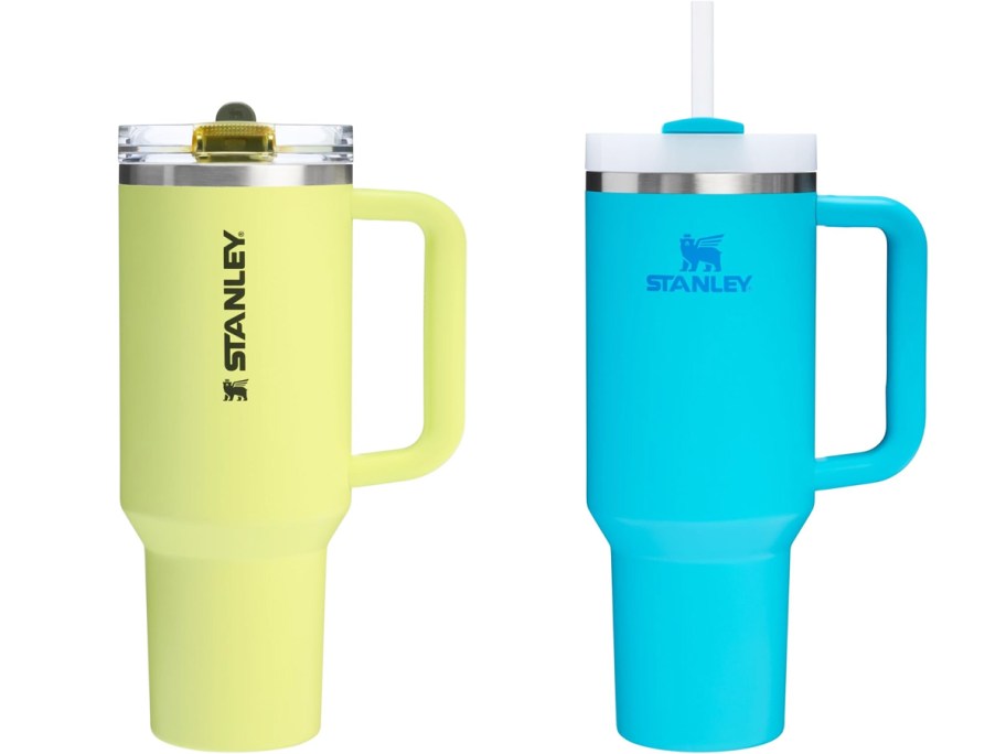 yellow and blue stanley tumblers