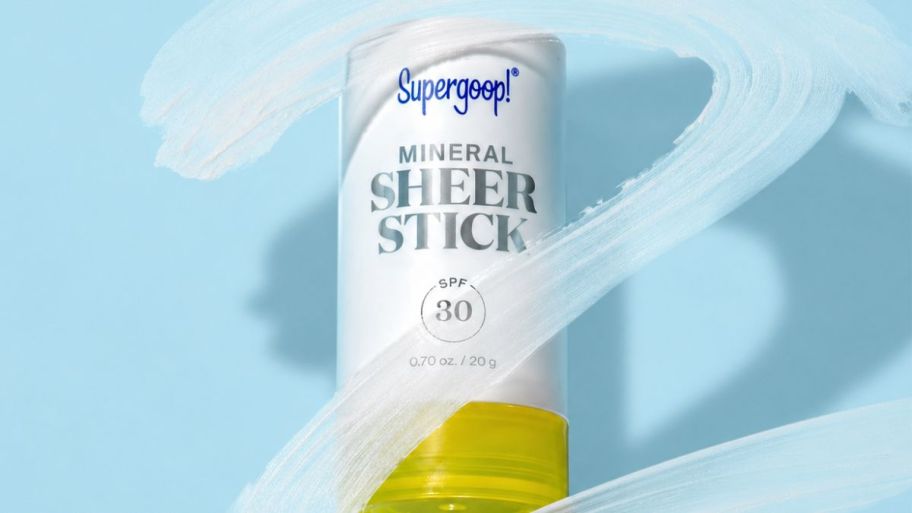 Supergoop! sheer stick with blue background