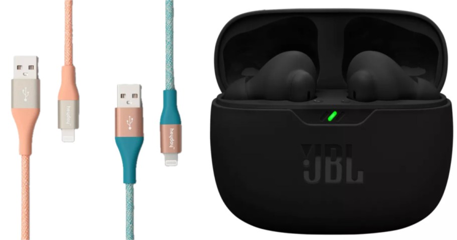 charging cables and earbuds
