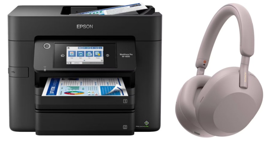 printer and headphones