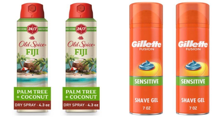 dry spray deodorant and shave gel 