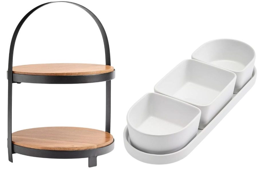 The Cellar 2-Tiered Server and Morgan Ceramic 4-Piece Section Server