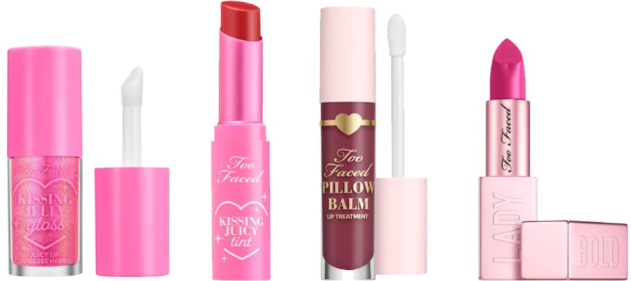 4 tubes of too faced lip products