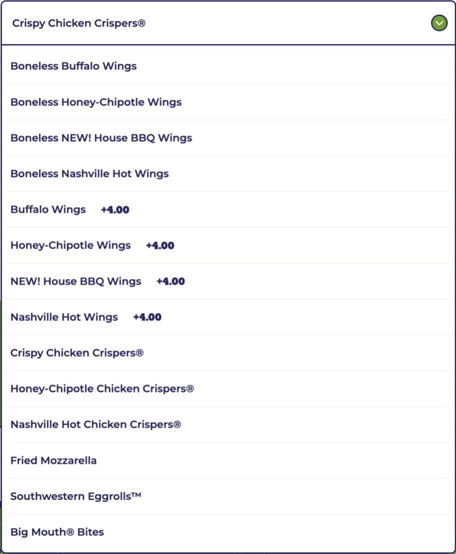 Triple Dipper Options at Chilis