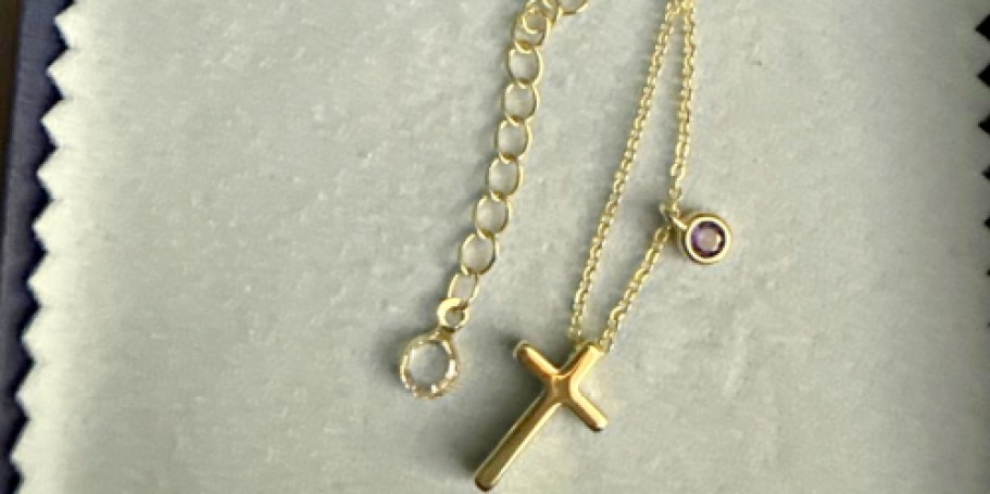 Birthstone Cross Necklace Only $3.99 on Amazon