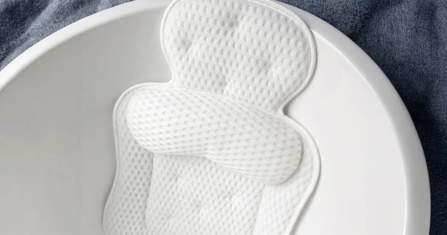 bath pillow in a tub