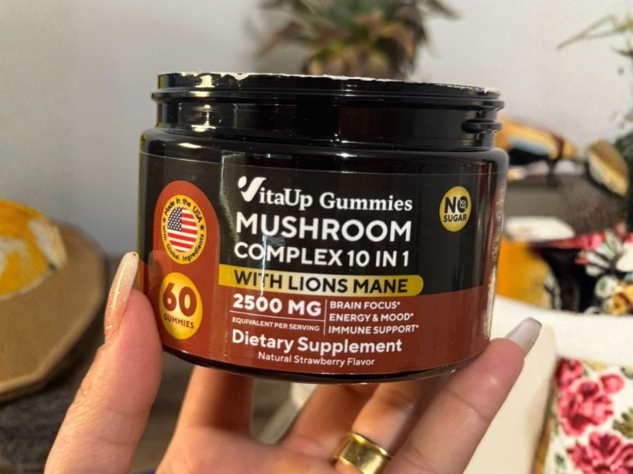 VitaUp Mushroom Supplement Gummy 60-Count in hand