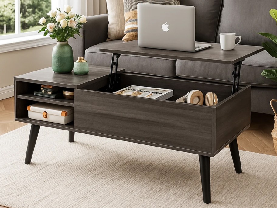 Wade Logan Eoghan Lift Top Coffee Table with Storage