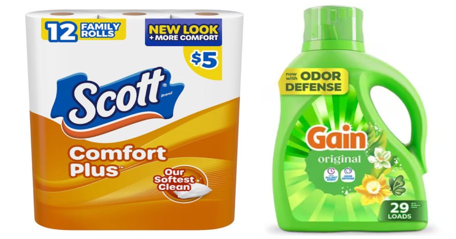 toilet paper and laundry detergent