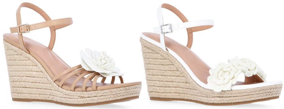 two pairs of wedge sandals