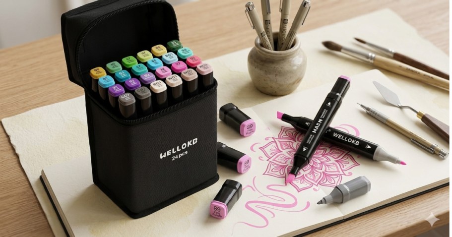 Dual-Tip Alcohol Markers 24-Count Only $5.49 on Amazon (Includes Storage Case)