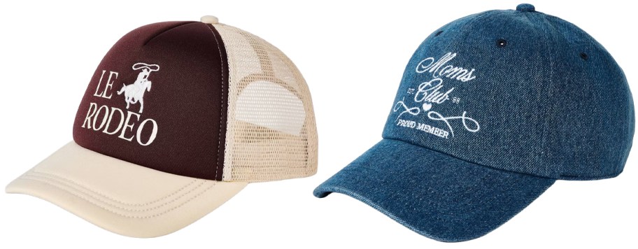 Wild Fable Le Rodeo Western Trucker Hat and Universal Thread Mom's Club Baseball Hat