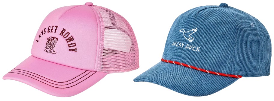 Wild Fable Let's Get Rowdy Trucker Hat and Goodfellow & Co. Men's Lucky Duck Embroidered Baseball Hat