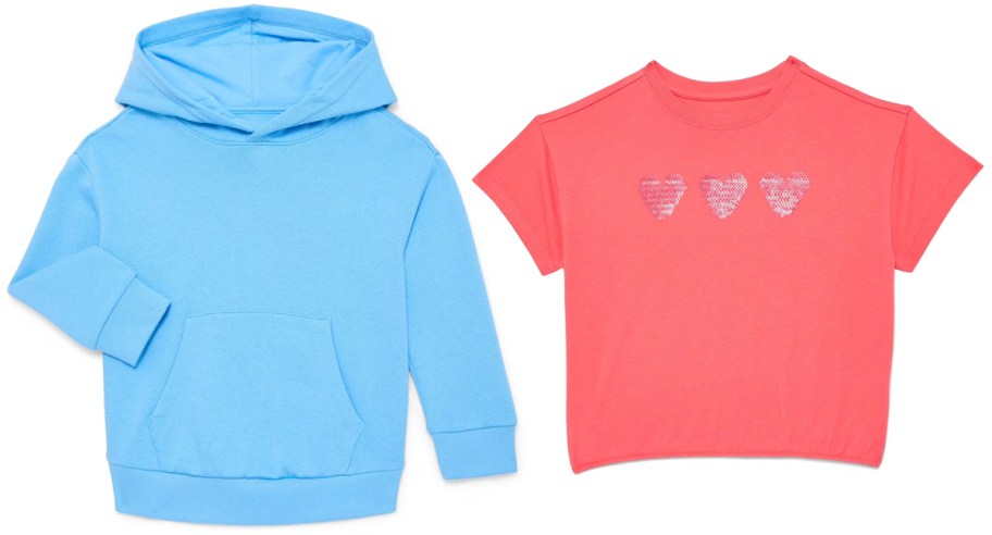 Wonder Nation Toddler Boy Fleece Hoodie and Girls Boxy Tee