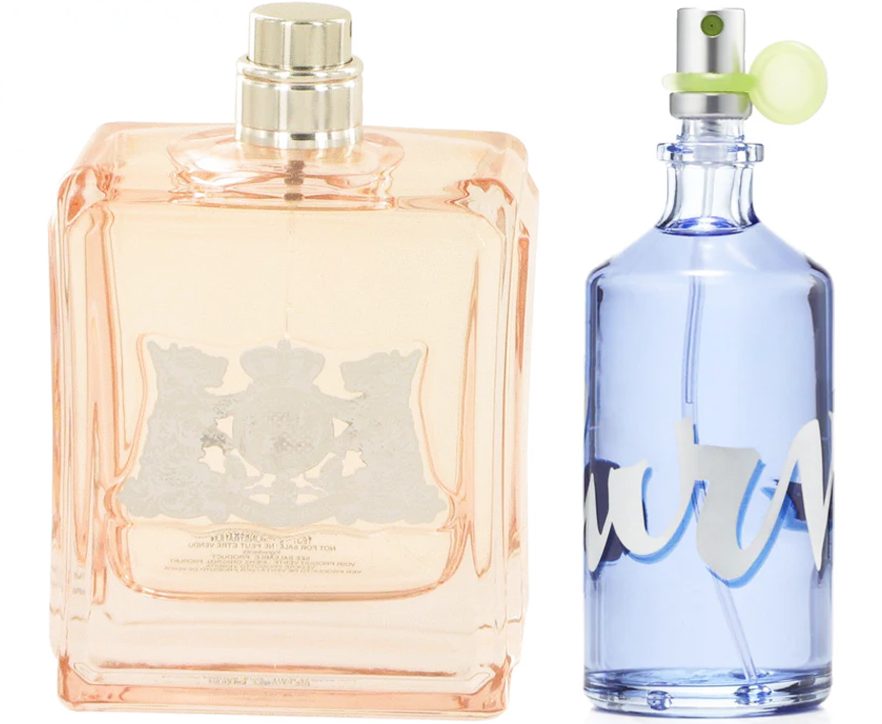 D&G, Juicy Couture, and Liz Claiborne fragrance bottles