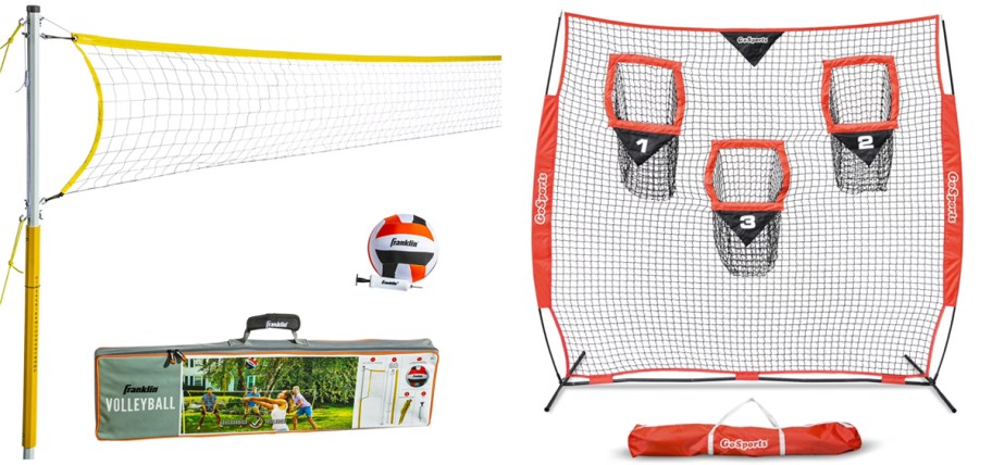 volleyball set and football catching net