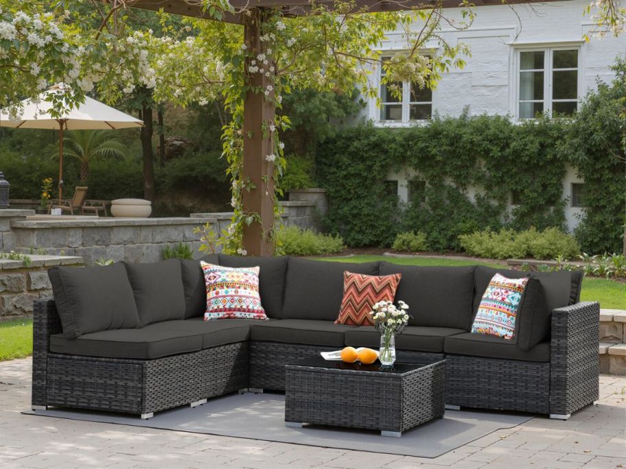 XIZZI Sunrise Rattan Outdoor Sectional w/ Cushions on patio