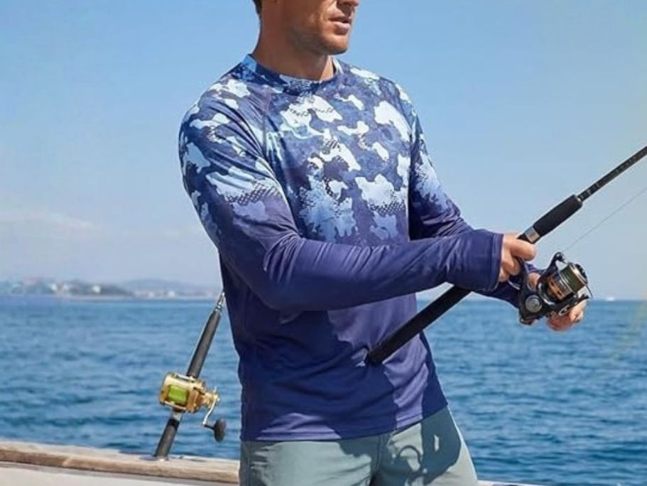 Men’s SPF 50+ Sun Protection Rash Guards from $8 on Amazon