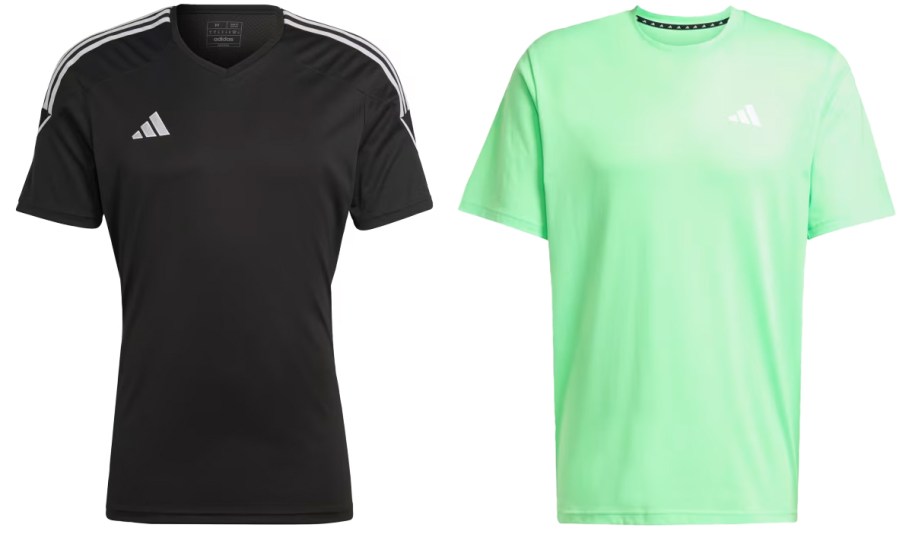 black and green adidas tees