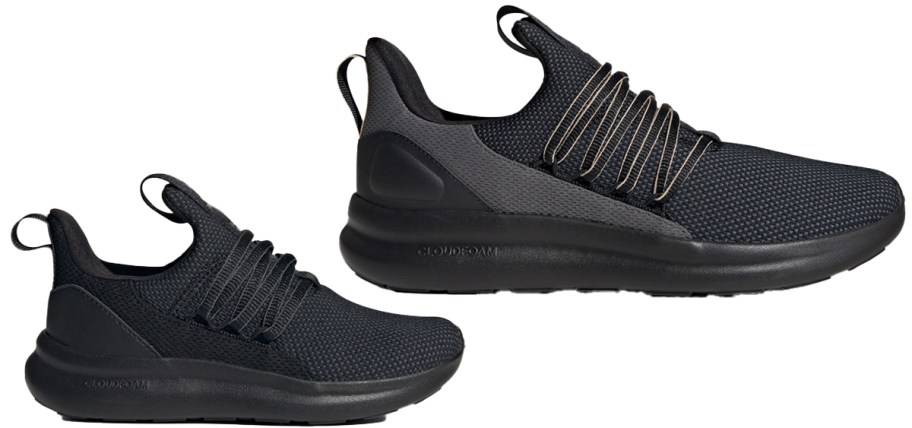 two black adidas running shoes