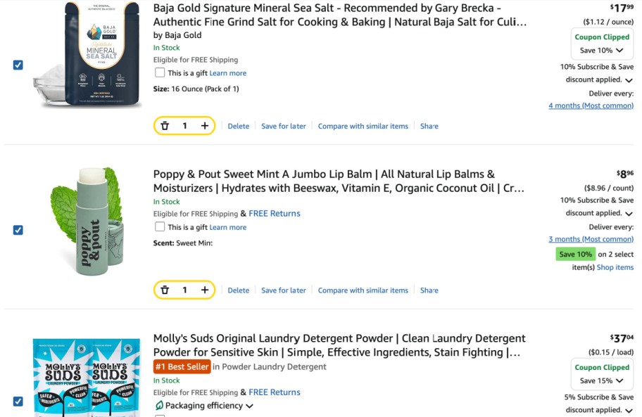 order of amazon things