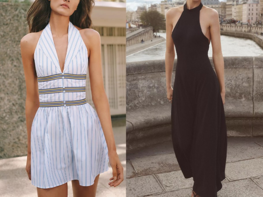 women wearing white and black dresses