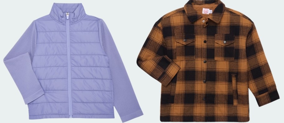 girls athletic works quilted jacket and boys shacket