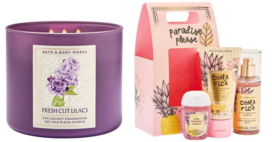 bath & body works candle and gift set