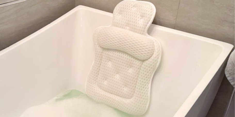Mesh Bathtub Pillow $13.79 on Amazon (Reg. $34) | Spa Day Must-Have