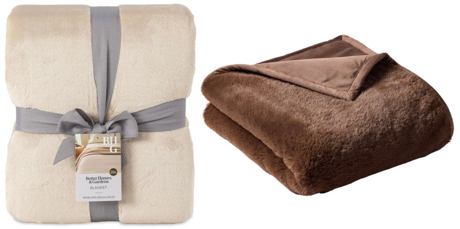 tan and brown blankets 