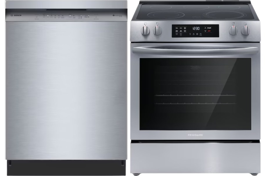 dishwaser and slidin range both in stainless steele