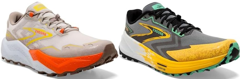 orange and yellow brooks shoes 