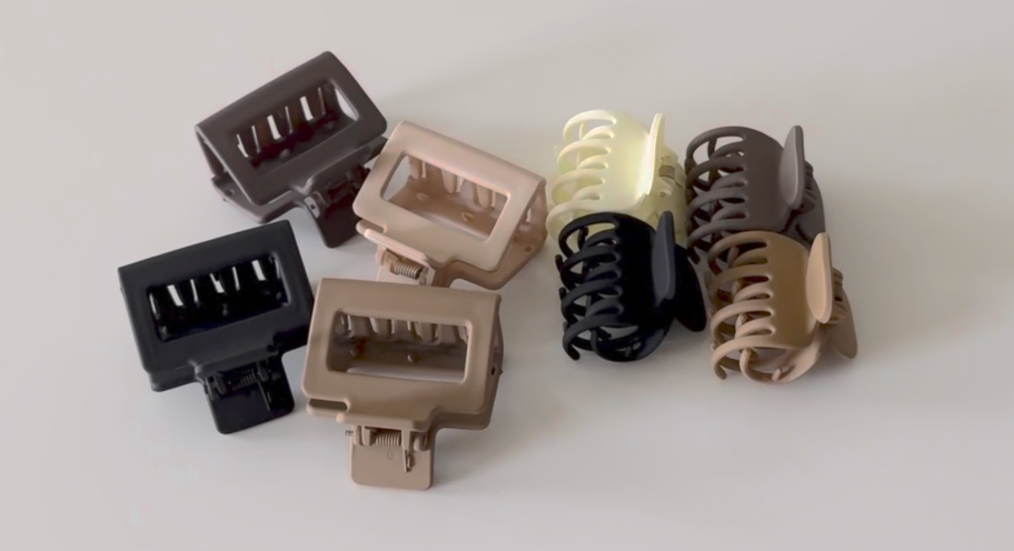 small hair claw clips laying on table