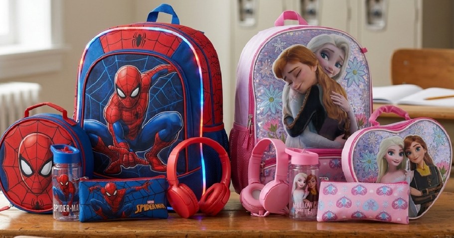 Walmart Disney Backpacks 6-Piece Sets Just $24.97 (Includes Lunch Bag, Headphones & More)
