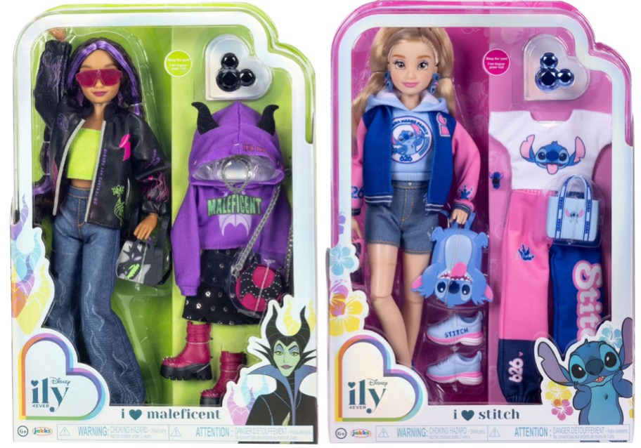stitch and maleficent dolls