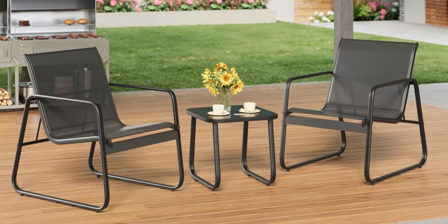 black patio chair with table