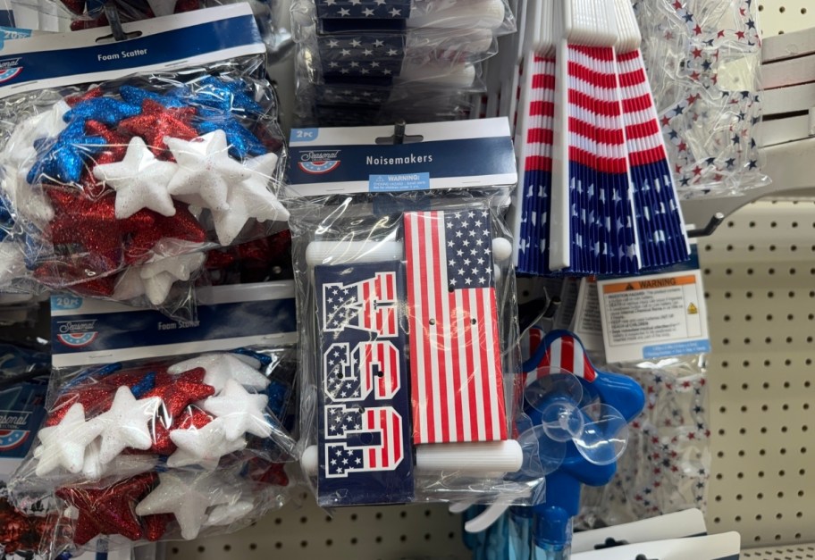 july 4th party supplies on a display wall