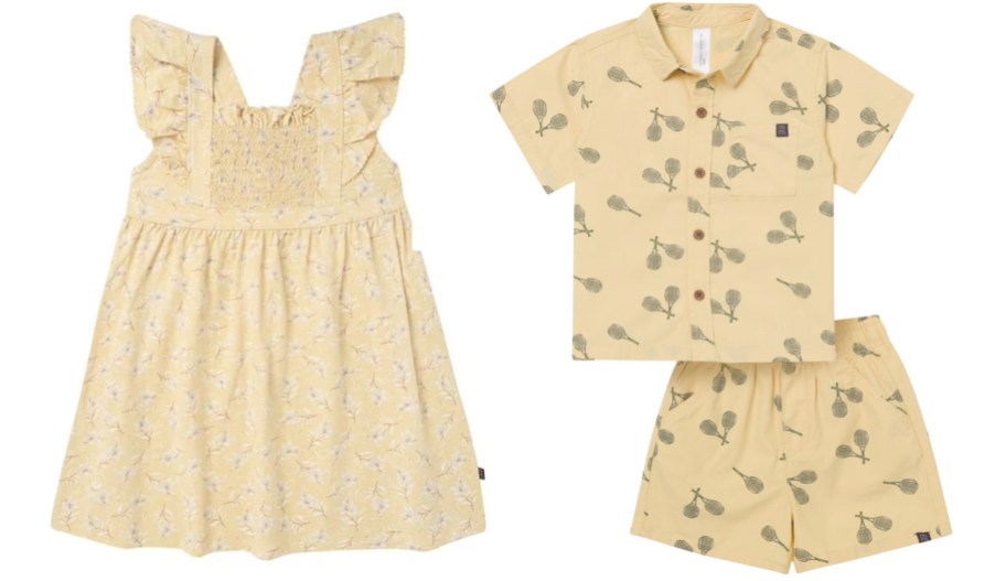 yellow dress and kids outfit