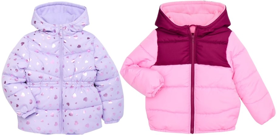 two toddler girls puffer jackets