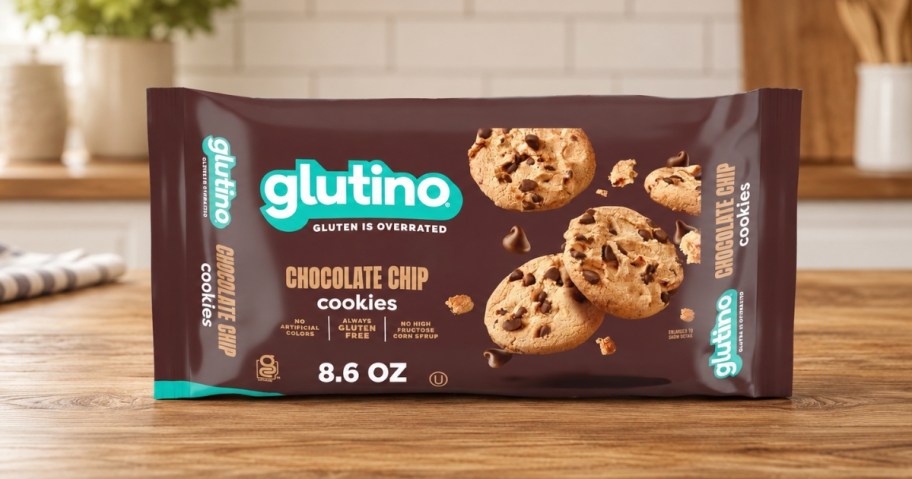a pack of Glutino gluten-free Chocolate Chip cookies