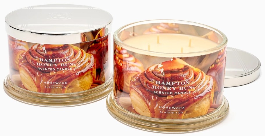 a two pack of honey bun scented candles