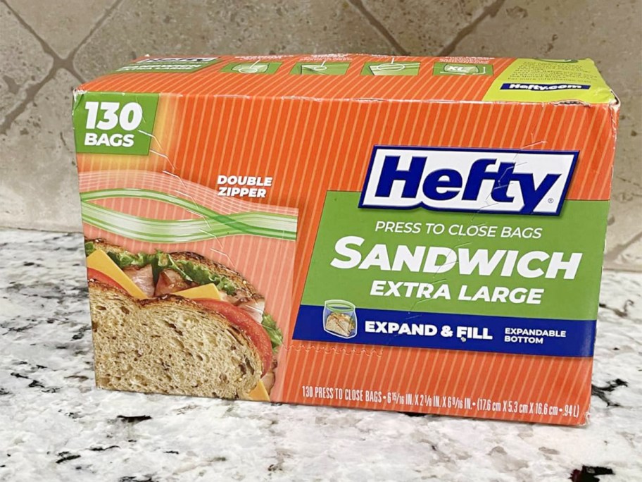 Heavy sandwich bag on the counter