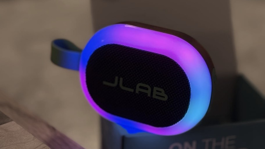 a bluetooth speaker with LED feature turned on