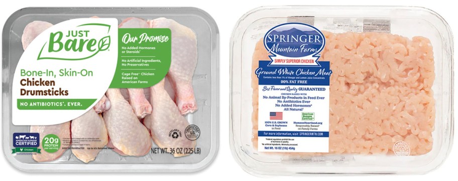 just bare chicken thighs and springer mountain ground chicken