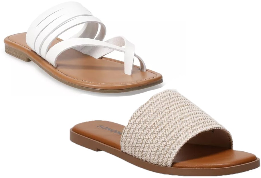tan and white sandals 