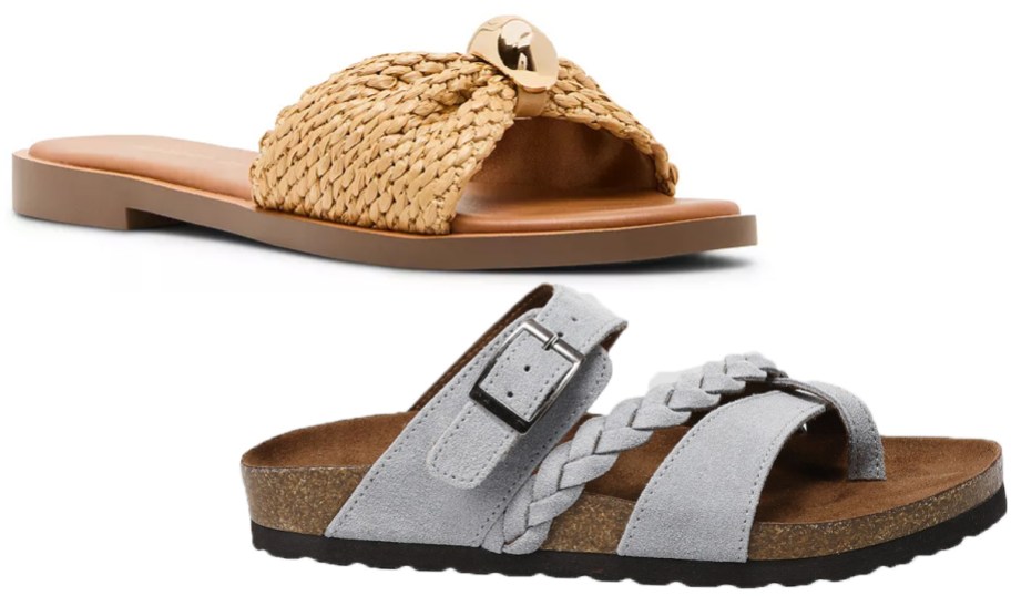 tan and gray sandals