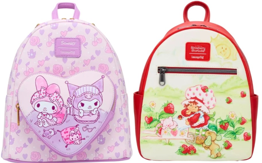 kuromi and strawberry shortcake mini backpacks