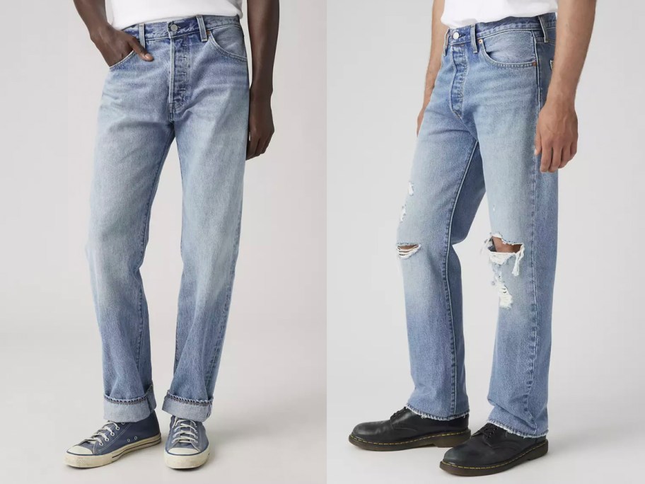 men wearing blue jeans 