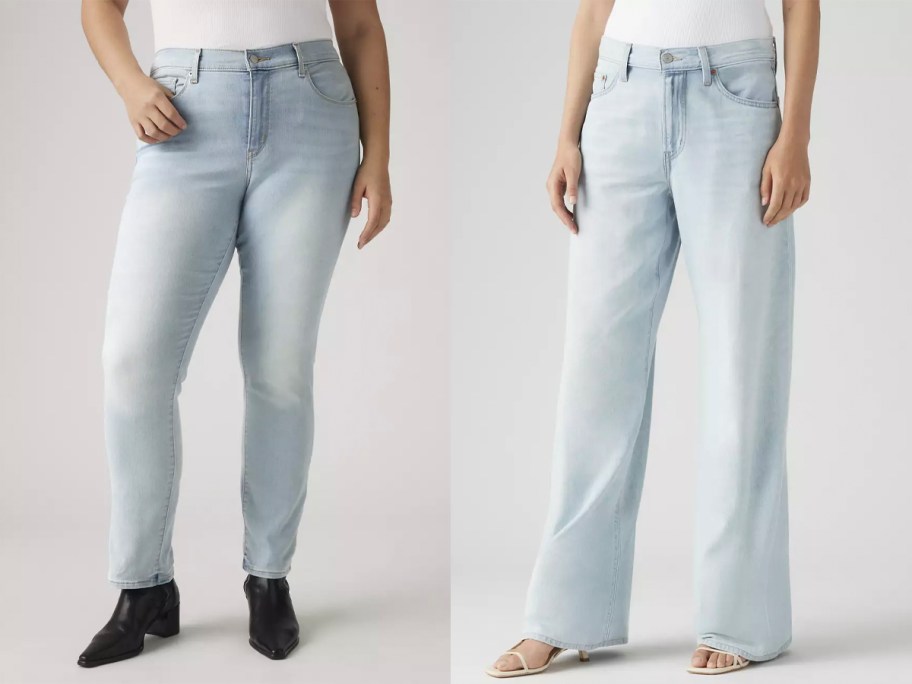 women wearing blue jeans 